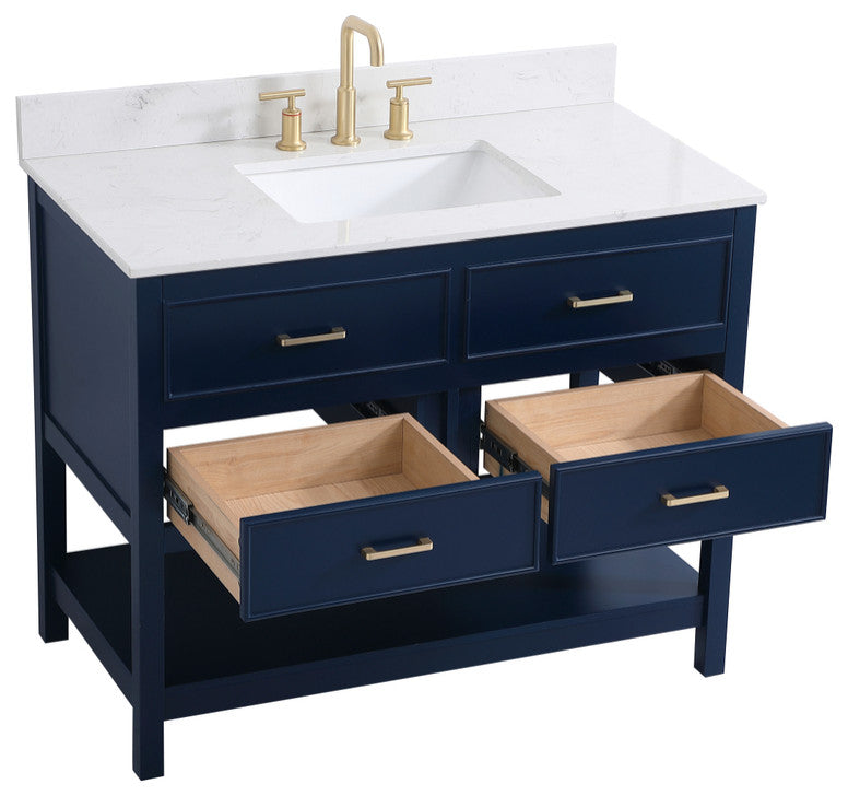 Skylar 42" Single Bathroom Vanity, Blue, With Backsplash
