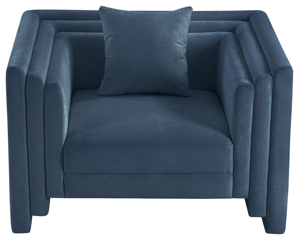 Everett Upholstered Chair, Light Blue, Chenille Fabric