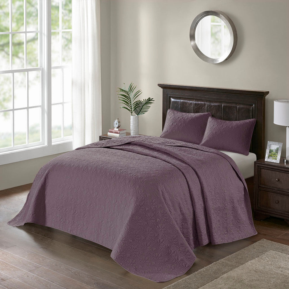 Madison Park Quebec Reversible Bedspread Set, Purple