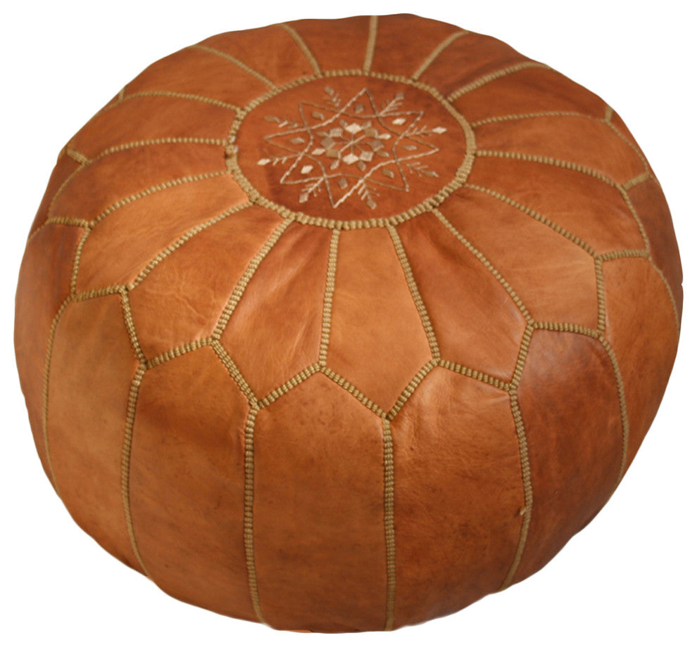 Moroccan Leather Ottoman/Poof