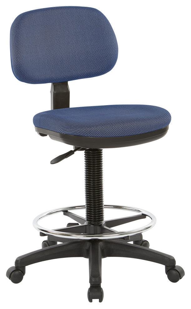 Sculptured Seat and Back Drafting Chair With Adjustable Foot Ring, Blue Galaxy