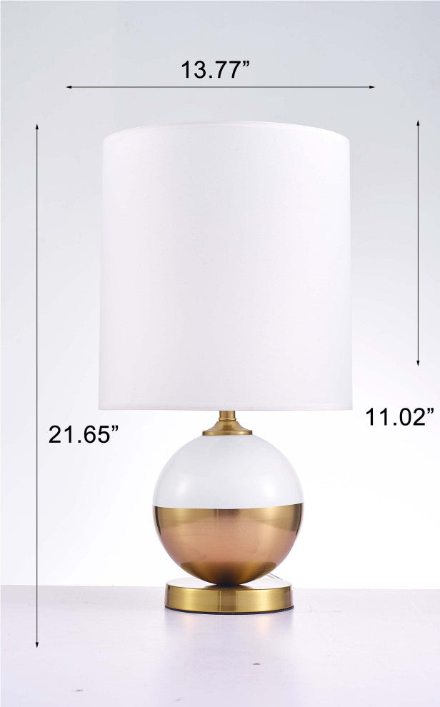 Senato Metal and Acrylic Table Lamp Lights, White and Gold