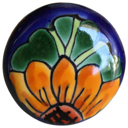 Round Sunflower Talavera Ceramic Drawer Knob