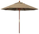 9' Square Push Lift Wood Umbrella, Sunbrella, Heather Beige