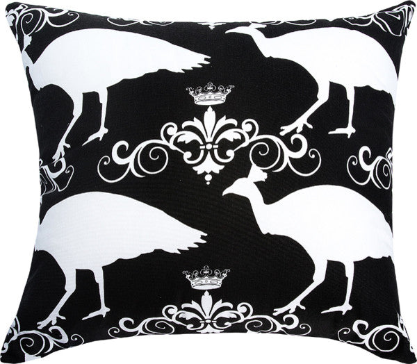 Peacock Crown Accent Pillow, Black