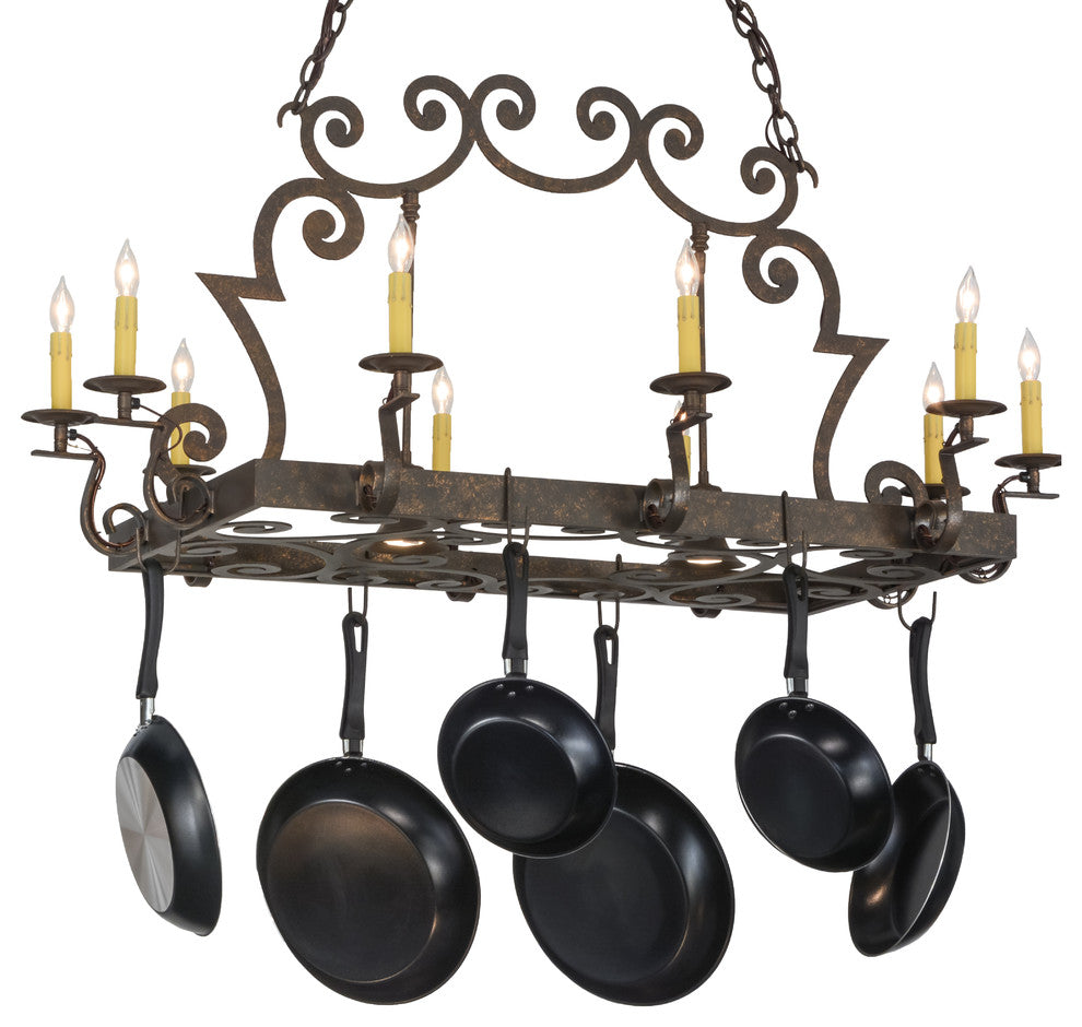 48"L Tourelle 10 Light W/Downlights Pot Rack