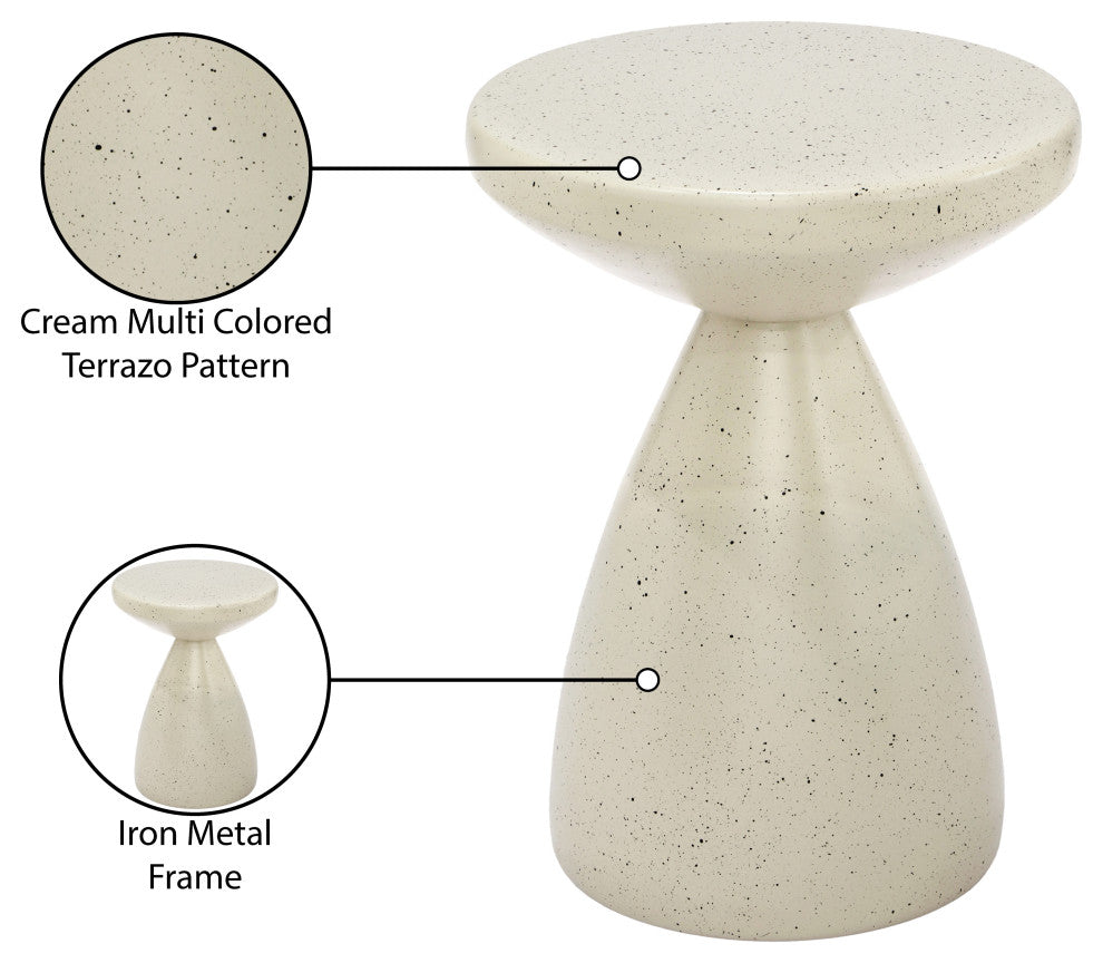 Anika Iron Terrazzo End / Side Table, Cream