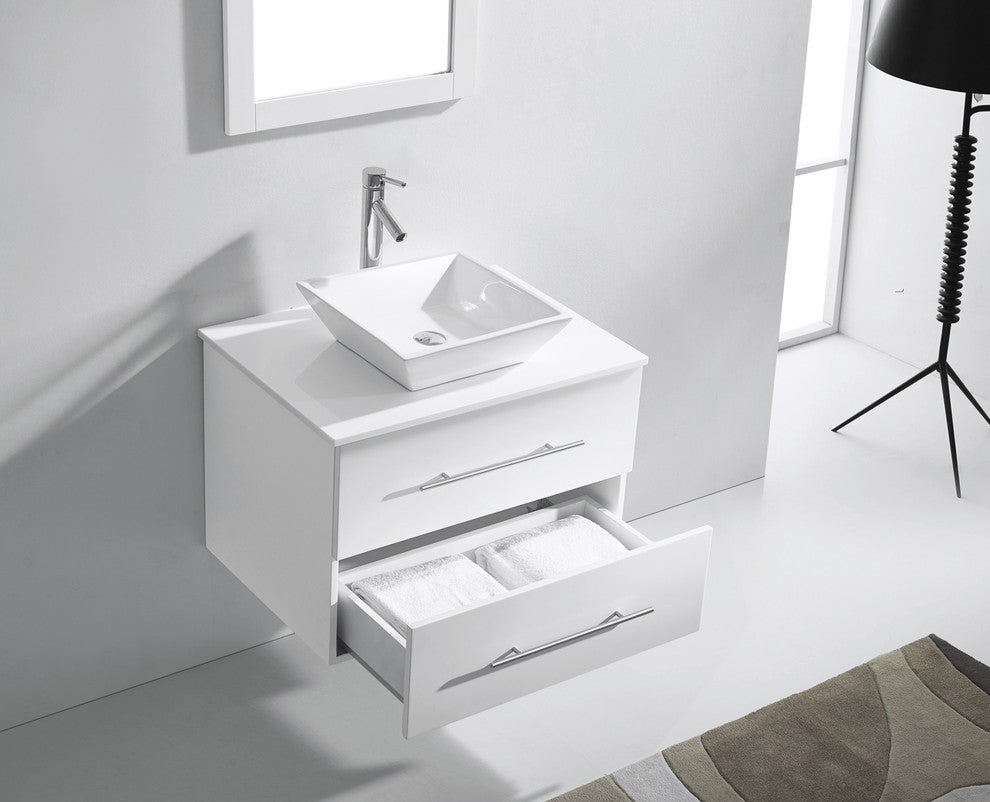 Marsala 29" Single Bathroom Vanity Set White, Engineered Stone Countertop