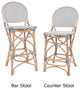 Rattan Bistro Bar Chair, White and Blue, Counterstool