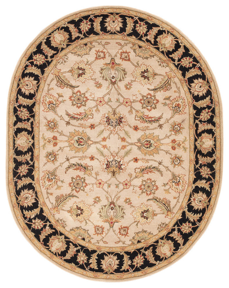 Jaipur Living Selene Handmade Floral Beige/Black Area Rug, 8'x10' Oval