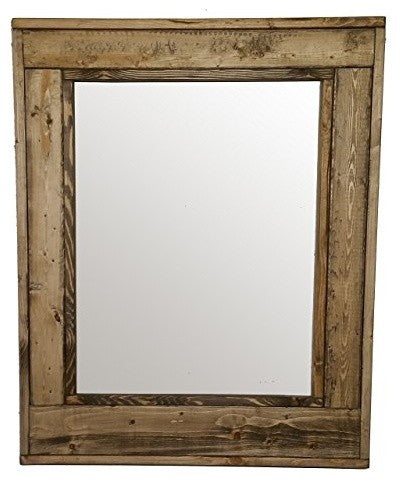 Herringbone Stained Vanity Mirror, Driftwood, 24"x30", Vertical