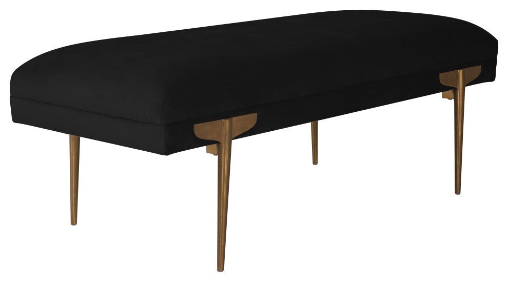 Brno Black Velvet Bench - Black