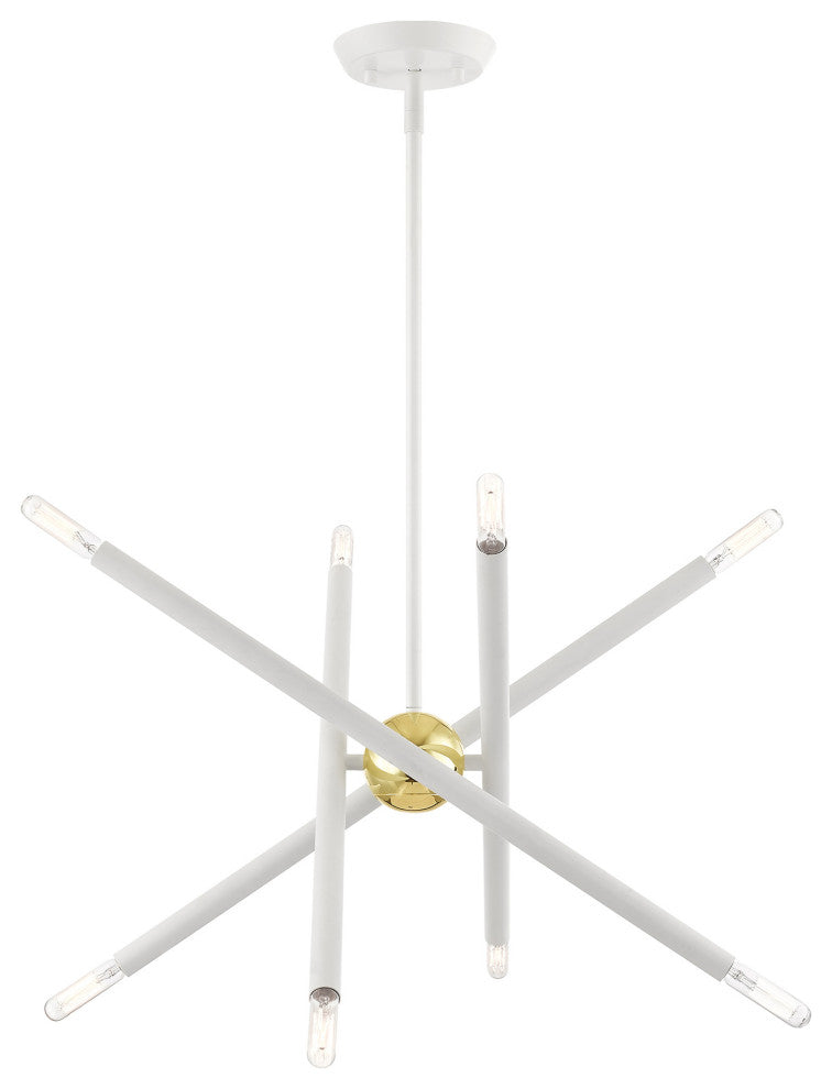 Livex Lighting Soho 8 Light White With Polished Brass Accents Chandelier