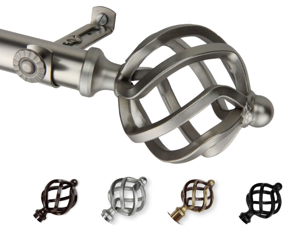 Twist Curtain Rod, Satin Nickel, 120-170"