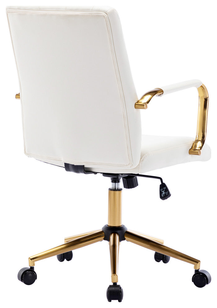 Rhinestone Tufted Armrest Task Chair, White