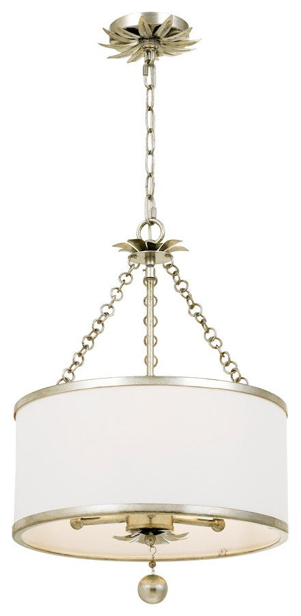 Crystorama Broche 3-Light Antigue Silver Chandelier