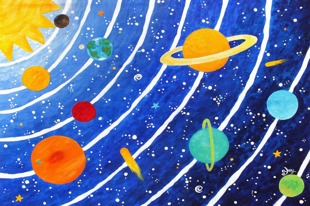 Marmont Hill, "Solar System Blue" by Nicola Joyner on Wrapped Canvas, 24x16