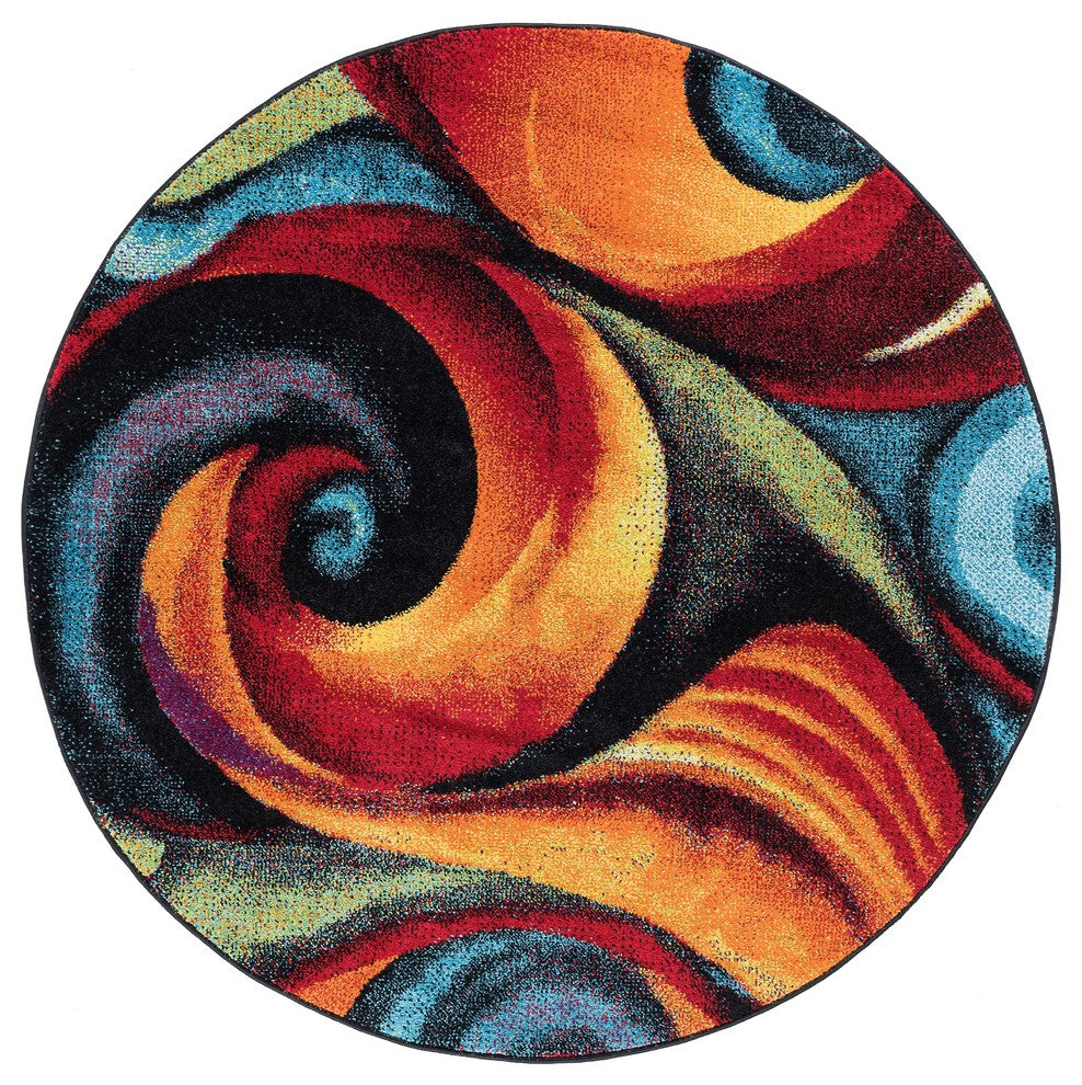 Susan Contemporary Abstract Area Rug, Multi-Color, 7'10'' Round
