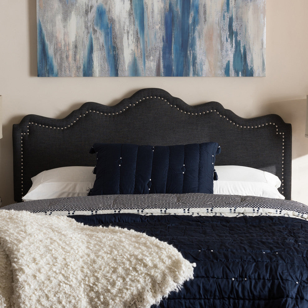 Nadeen Modern Dark Gray Fabric Full Size Headboard