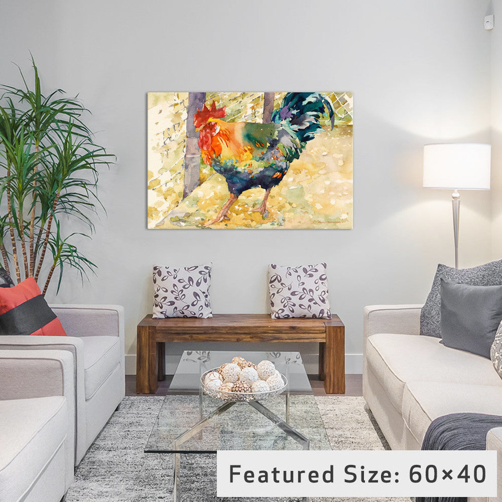 "Colorful Rooster" by Jan Benz, 40x26x1.5"