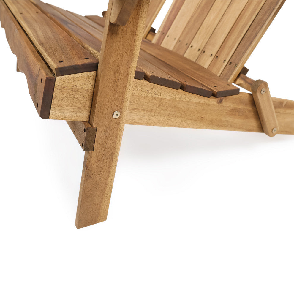 GDF Studio Vivian Outdoor Acacia Wood Adirondack Loveseat, Natural Stained
