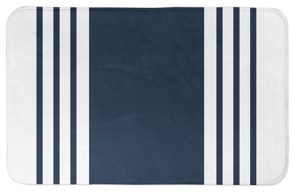 Navy Farmhouse Stripe 34x21 Bath Mat