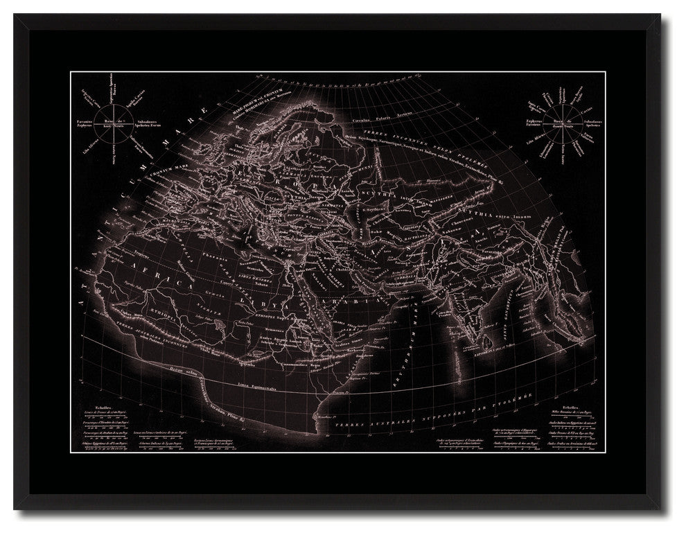 World In The Time Of Ptolomy Vintage Vivid Sepia Map Canvas, 28"x37"