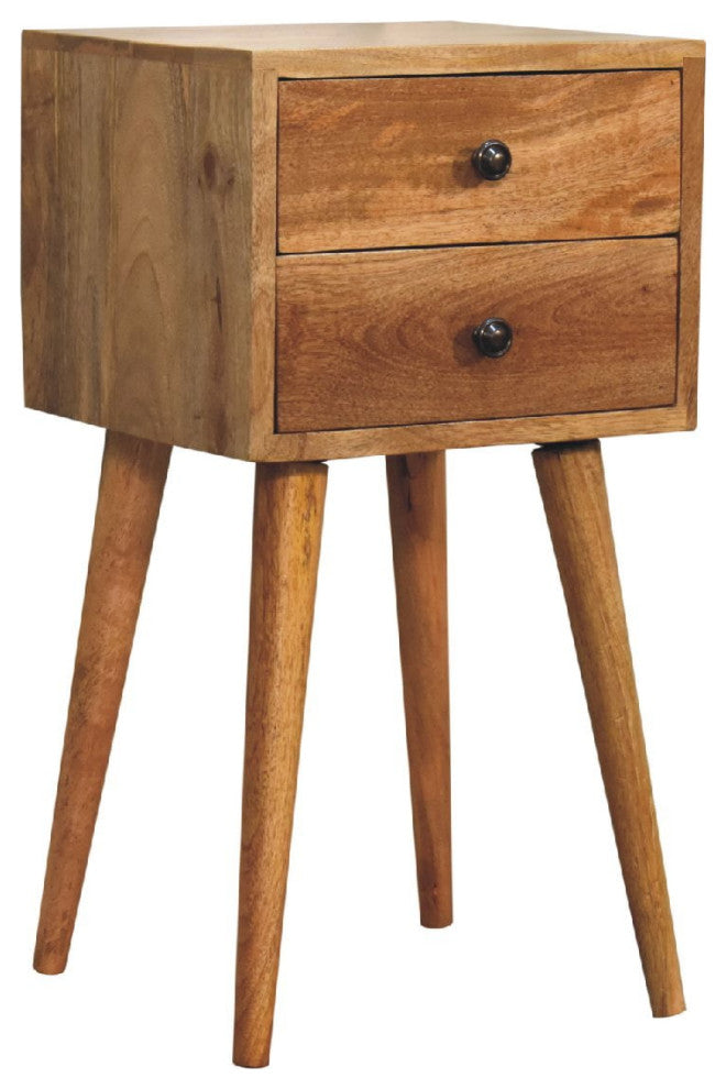 Mini 2 Drawer Oak-ish Nightsand