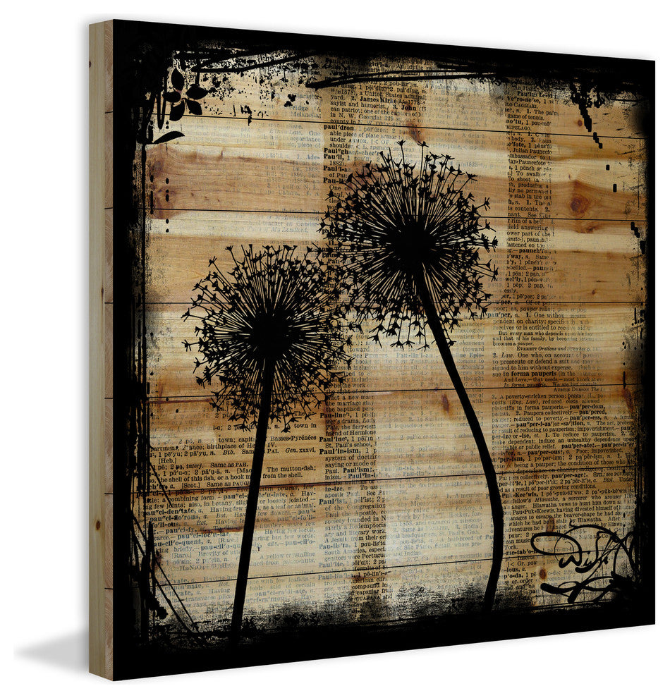 Marmont Hill, "Wish Dandy" by Vicki Butler Painting Print, Natural Pine Wood