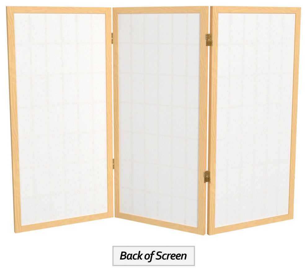 3' Tall Window Pane Shoji Screen, Natural, 3 Panels