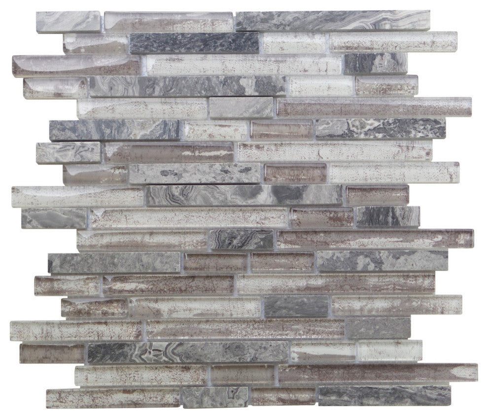 12"x12" Parallel Mosaic Mix Tiles, Set of 11, Gray