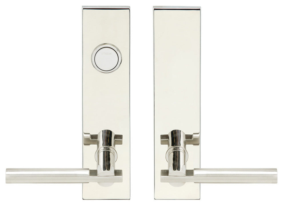 Sequoia Lever, Tubular Dummy Entry With Dummy Cylinder, Polished Stainless Steel