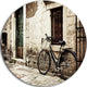 Bicycle With Shopping Bag, Landscape Photo Round Wall Art, 23"