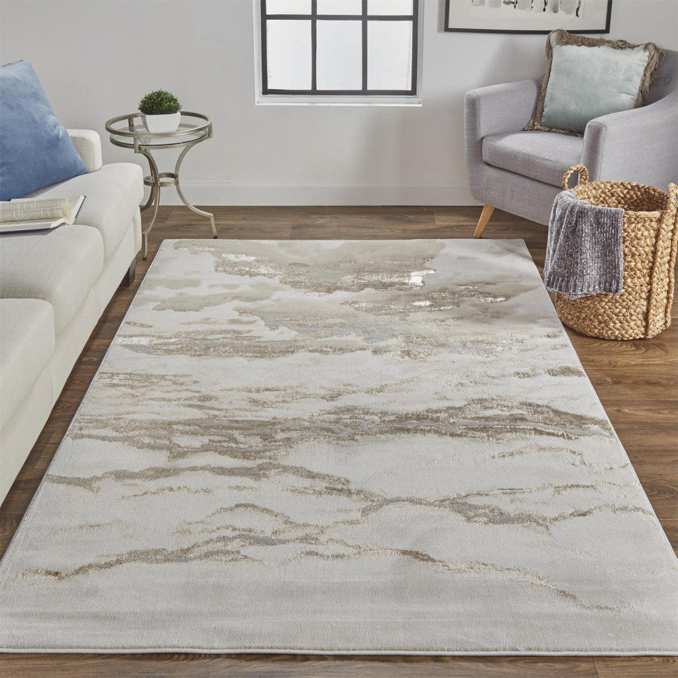 Tripoli R3727 Modern/Casual/Global Area Rug, Beige/Gold, 12'x18'