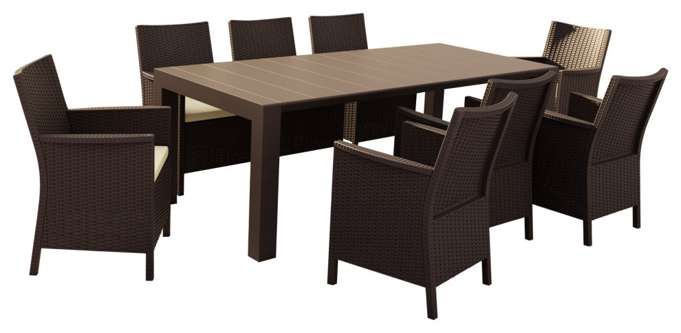 Compamia California Extendable 9-Piece Dining Set, Brown