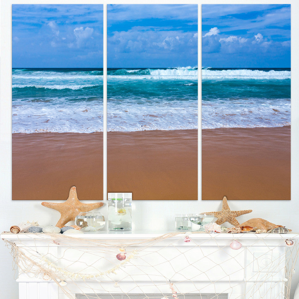 "Fascinating Atlantic Beach in Portugal" Metal Wall Art, 3 Panels, 36"x28"