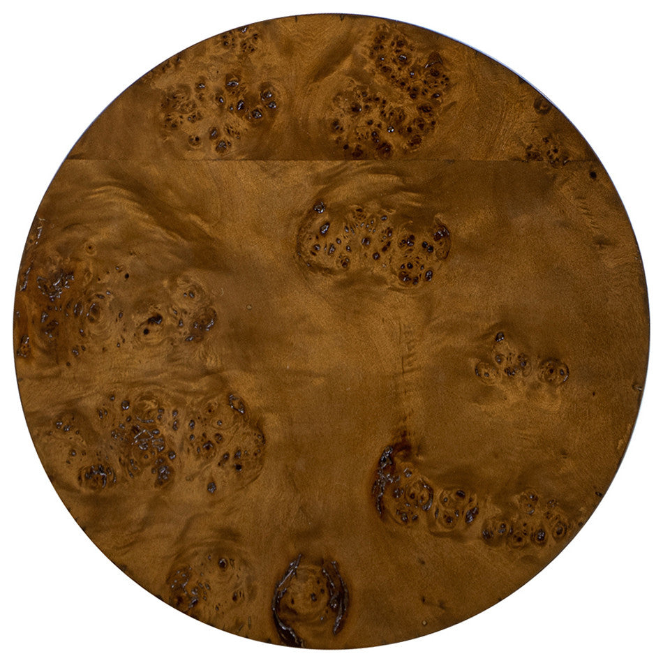 Bolin 18" Dark Walnut Brown Burl Wood Round Pillar Side Table