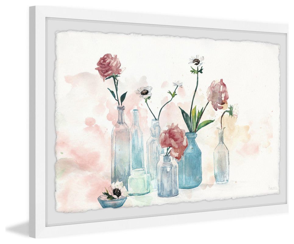 "Blooms and Bottles" Framed Painting Print, 24"x16"