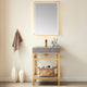 Funes Bath Vanity with Mirror, Brushed Gold Support, 24'', Grey Stone Top