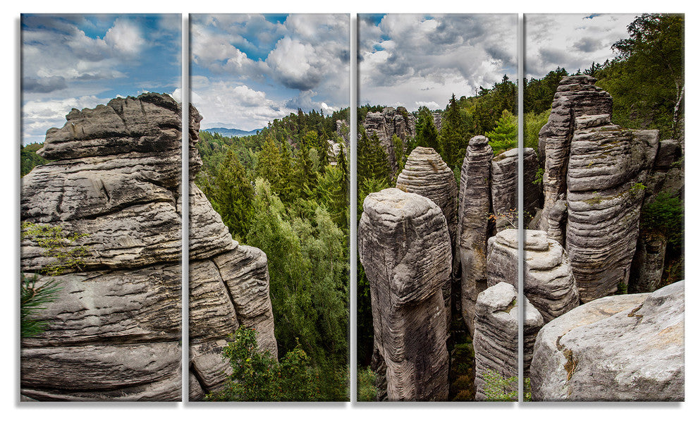 "Beautiful Rocks in Bohemian Paradise" Landscape Wall Art, 4 Panels, 48"x28"