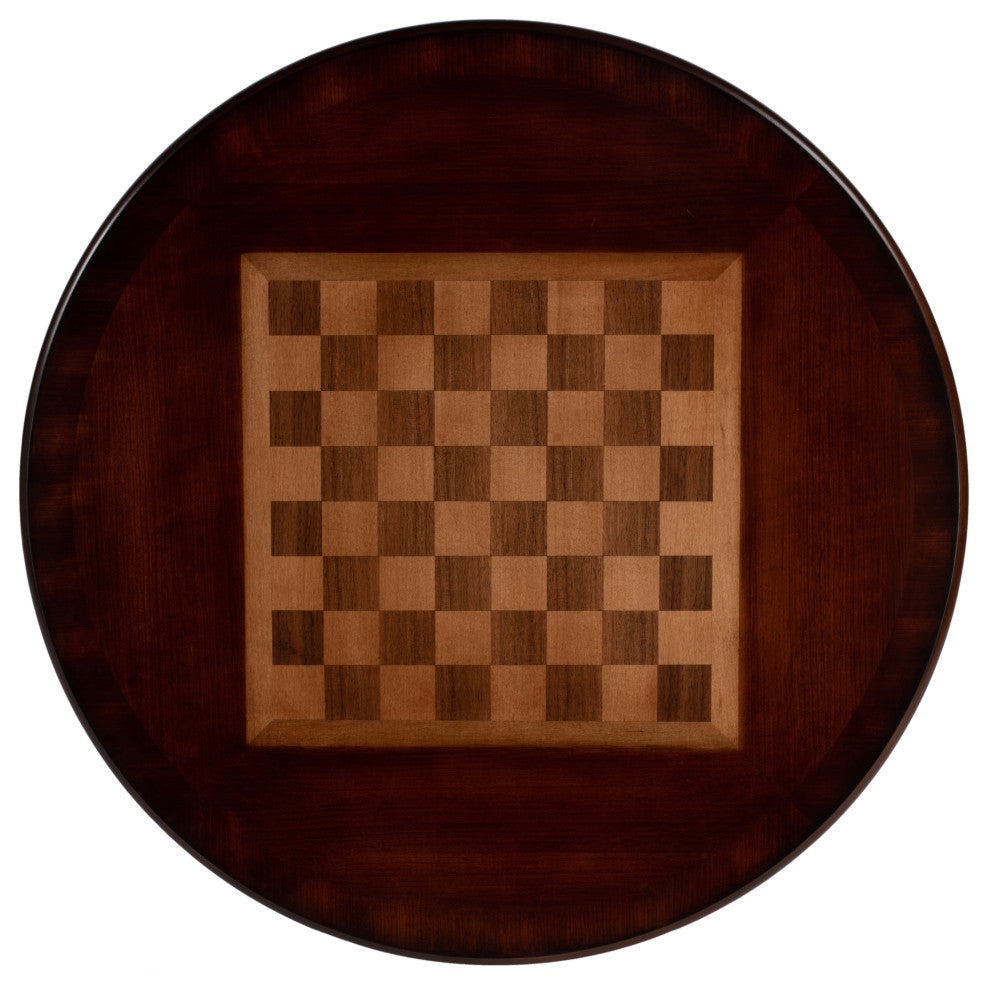 Fredrik 34"D Round Wood 4-Drawer Game Table, Cherry