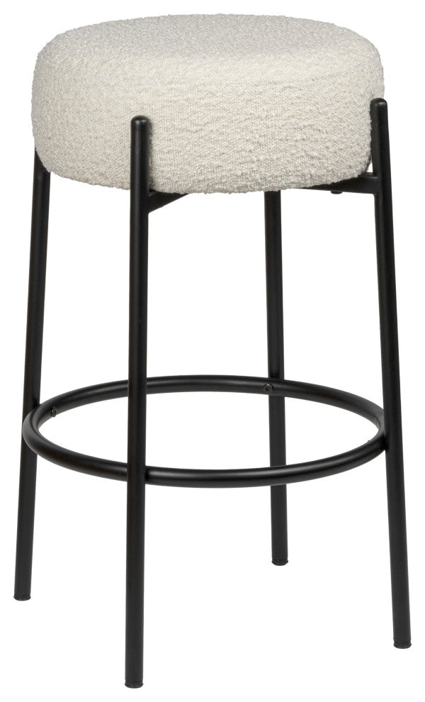 Paola Modern Minimalist Round Backless Metal Cushioned Bar Stool
