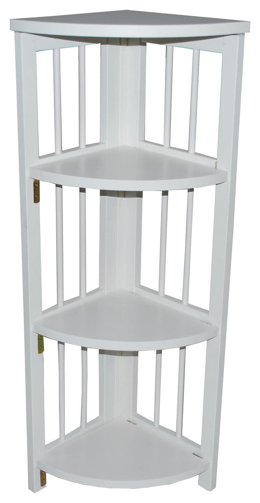 3-Shelf Corner Folding Bookcase, White