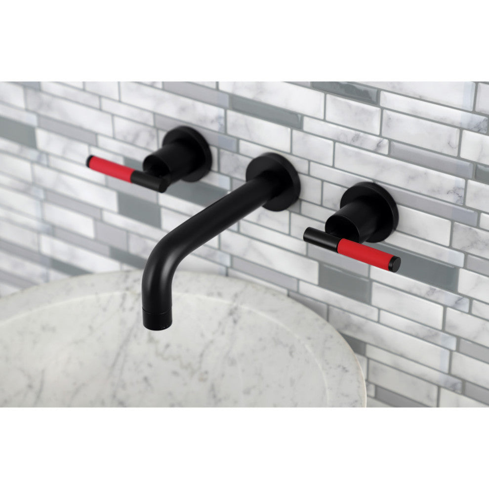 Kingston Brass KS8120CKL Two-Handle Wall Mount Bathroom Faucet, Matte Black