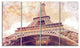 "Paris Eiffel Tower Paris Postcard Design" Cityscape Wall Art, 48"x28", 4-Panels