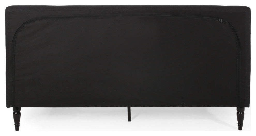 Winston Contemporary Upholstered King Bed Platform, Black