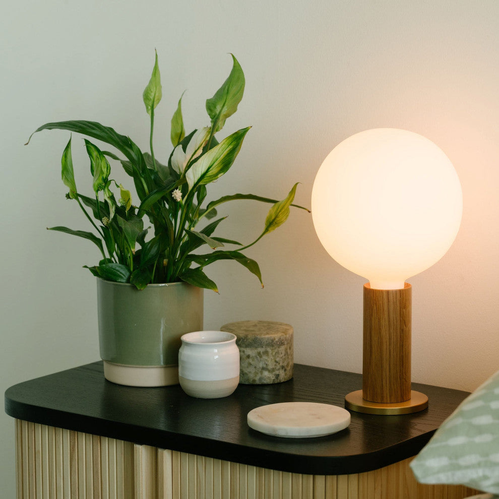 Walnut Knuckle Table Lamp With Sphere IV