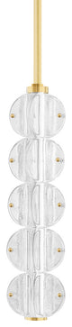 Lindley 5-Light LED Pendant, Aged Brass Frame, Etched Shade