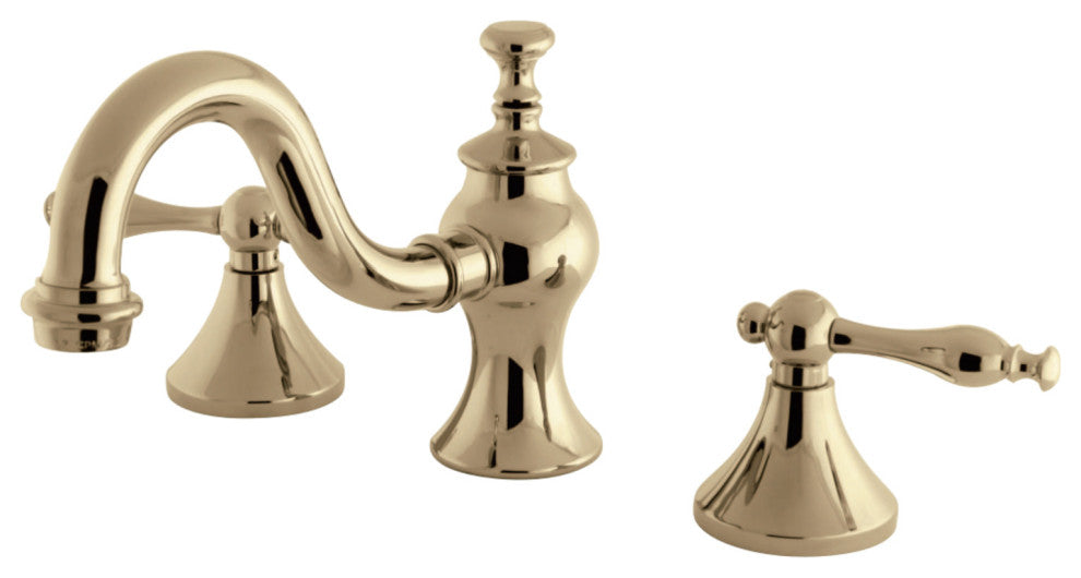 Kingston Brass Widespread Bathroom Faucet With Brass Pop-Up, Polished Brass