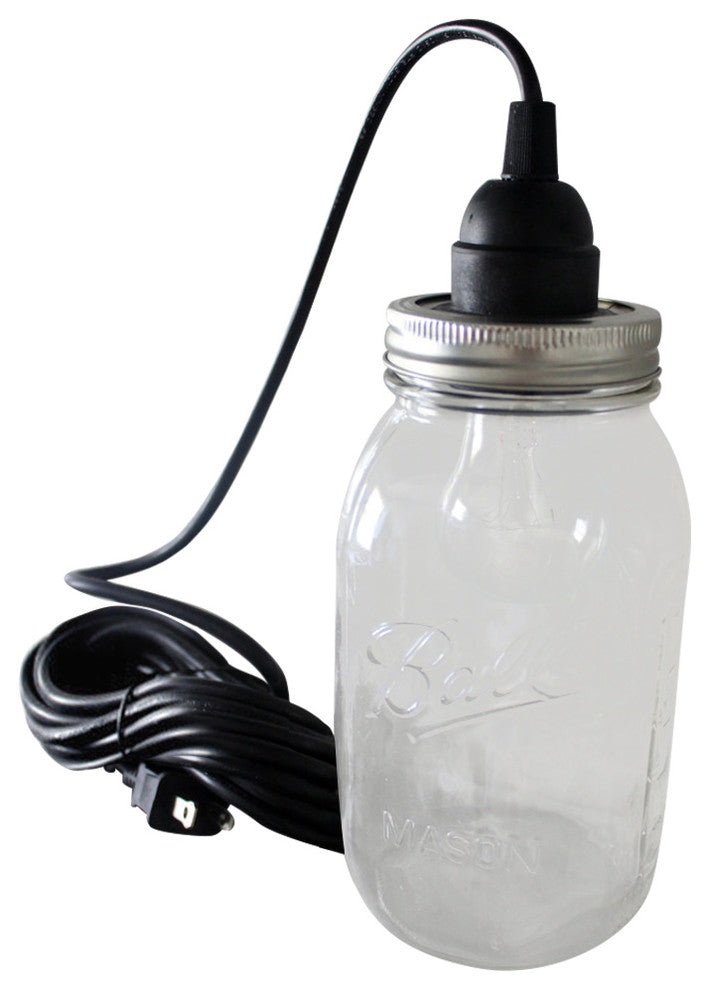 Mason Jar Pendant Lights, Set of 2, 2 Prong Plug